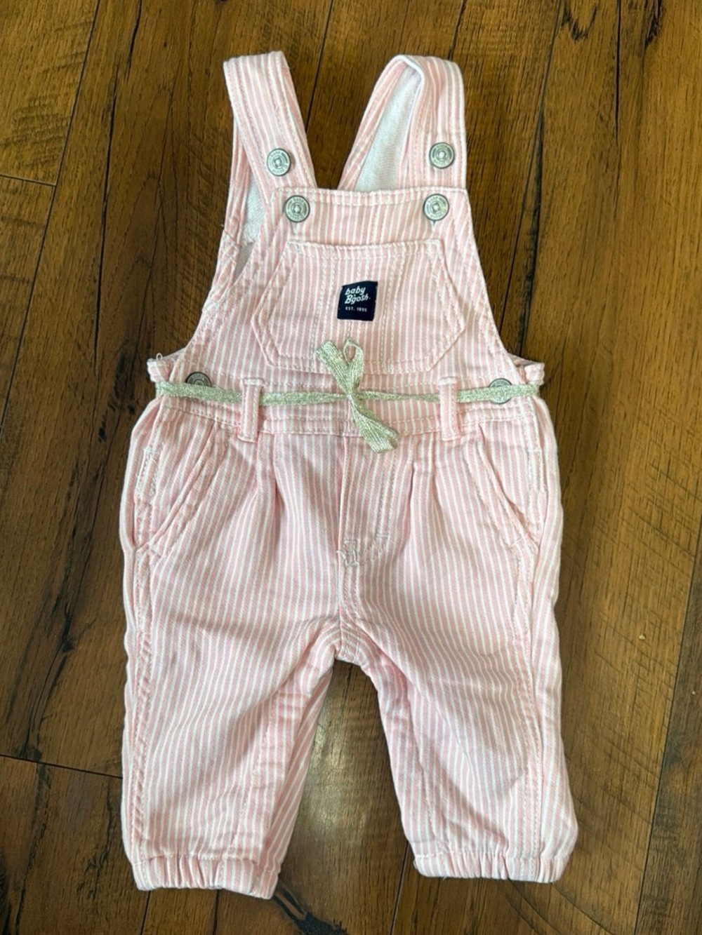 Baby Bgosh Pink Striped Cotton Overalls Romper